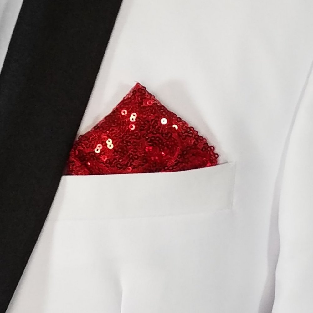 Men's Sequin Pre-Folded Pocket Square Insert - Red